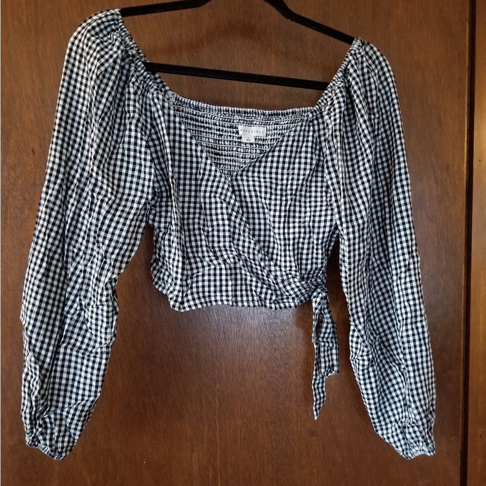 Black and White Gingham Women's Top